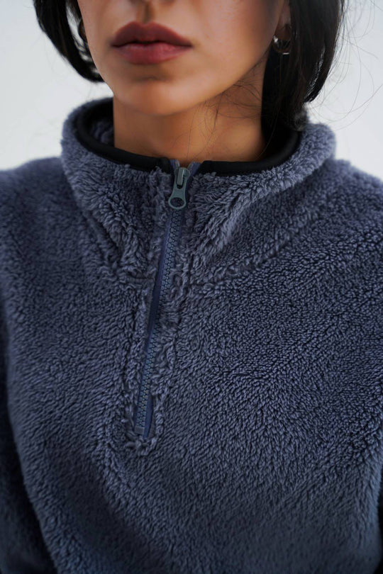 BLUE COZY FUR PULL-OVER
