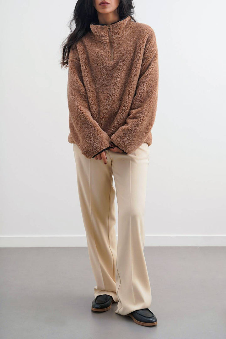 BROWN COSY FUR PULL-OVER