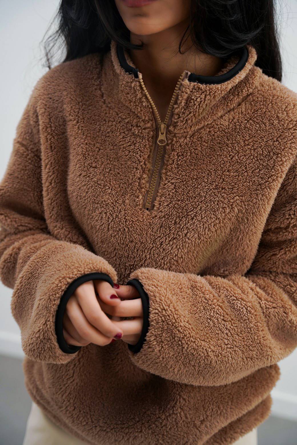 BROWN COSY FUR PULL-OVER