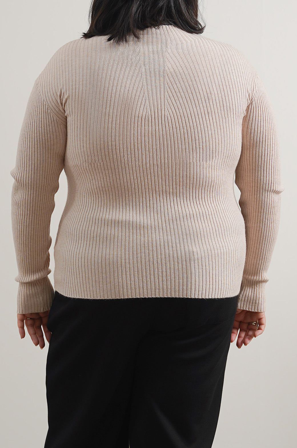 CREAM CURVE RIBBED BODYCON SWEATER