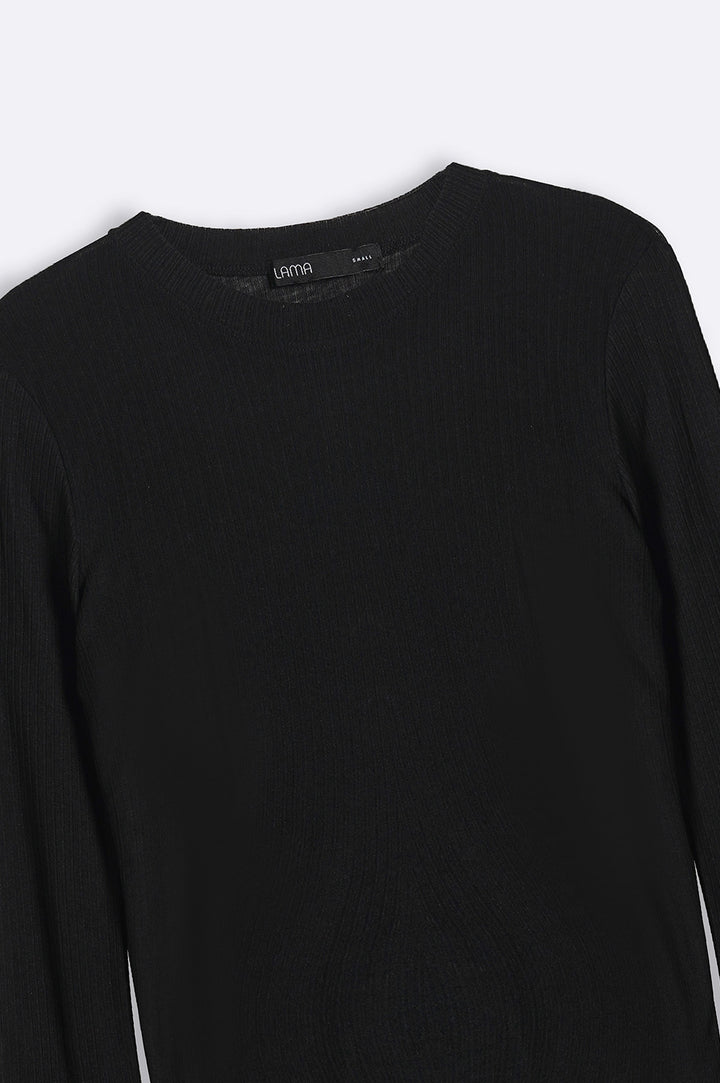 BLACK CREW NECK TOP