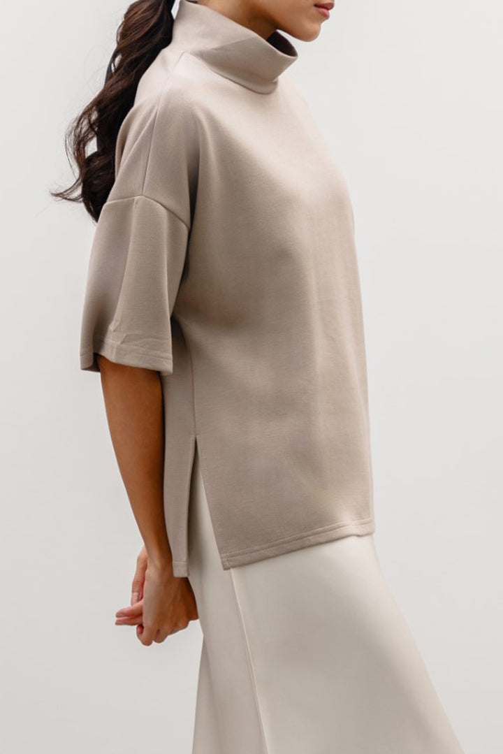 BEIGE NEOPRENE HIGH NECK