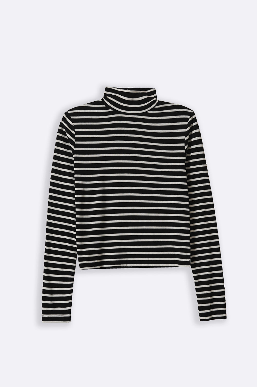 BLACK STRIPED HIGH-NECK TOP