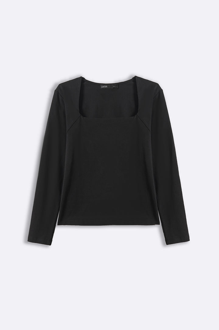 BLACK SQUARE NECK T-SHIRT