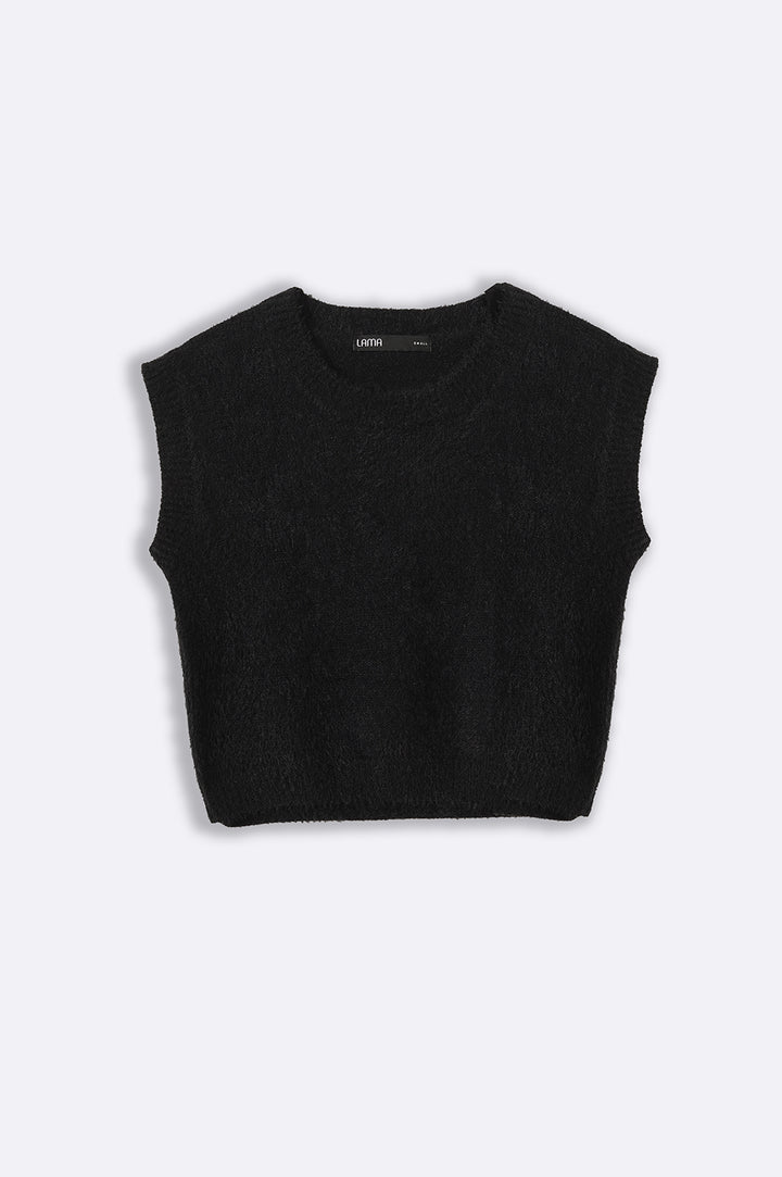 BLACK SLEEVELESS ANGEL SWEATER