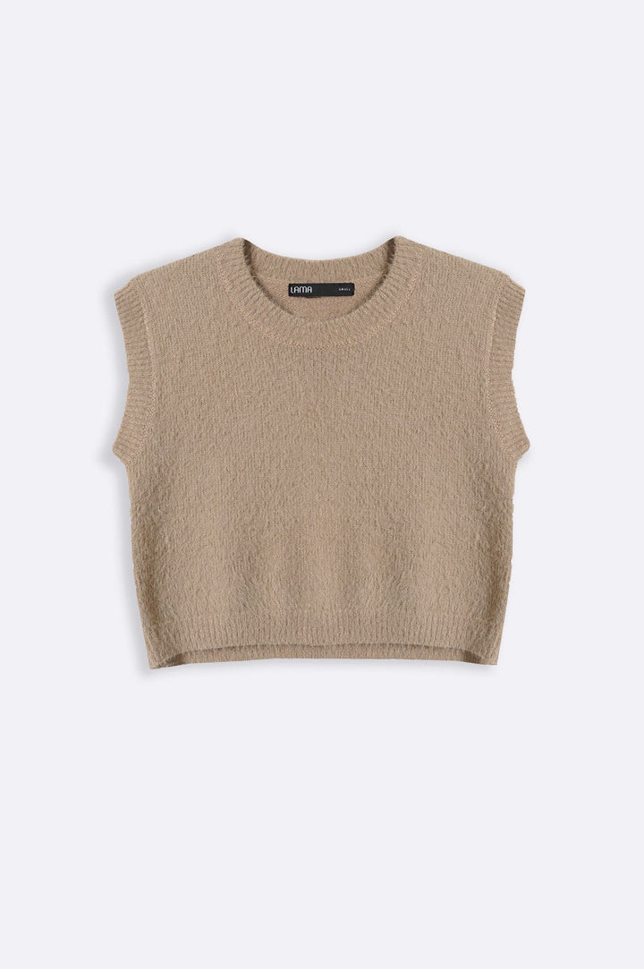 TAUPE SLEEVELESS ANGEL SWEATER