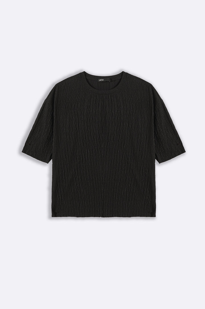 DARK GREY RIBBED LONG TEE