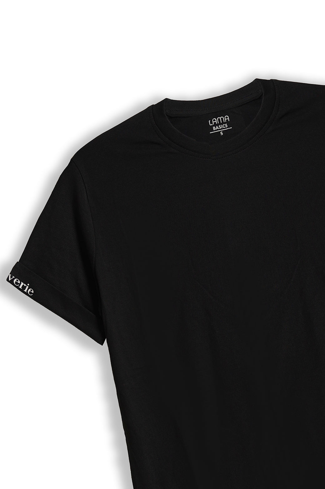 BLACK TEE WITH SLEEVE PRINT