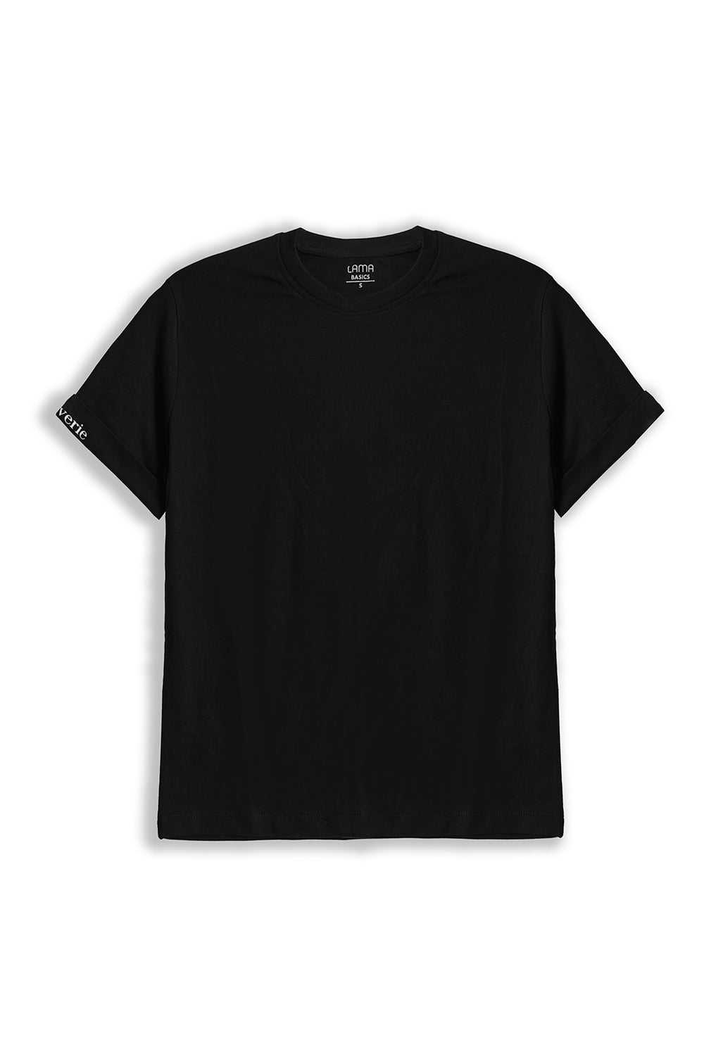 BLACK TEE WITH SLEEVE PRINT