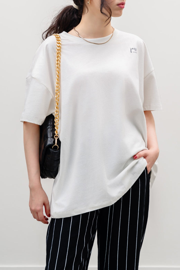 WHITE OVERSIZED T-SHIRT WITH PRINT