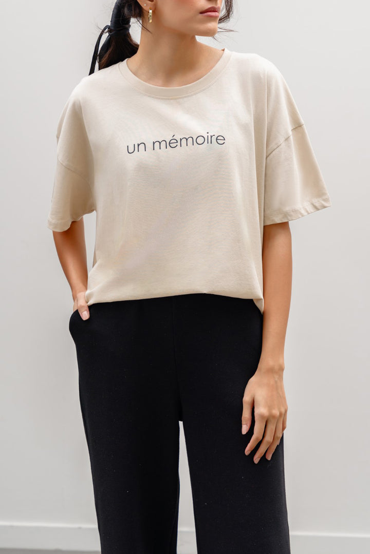 IVORY OVERSIZED T-SHIRT WITH PRINT