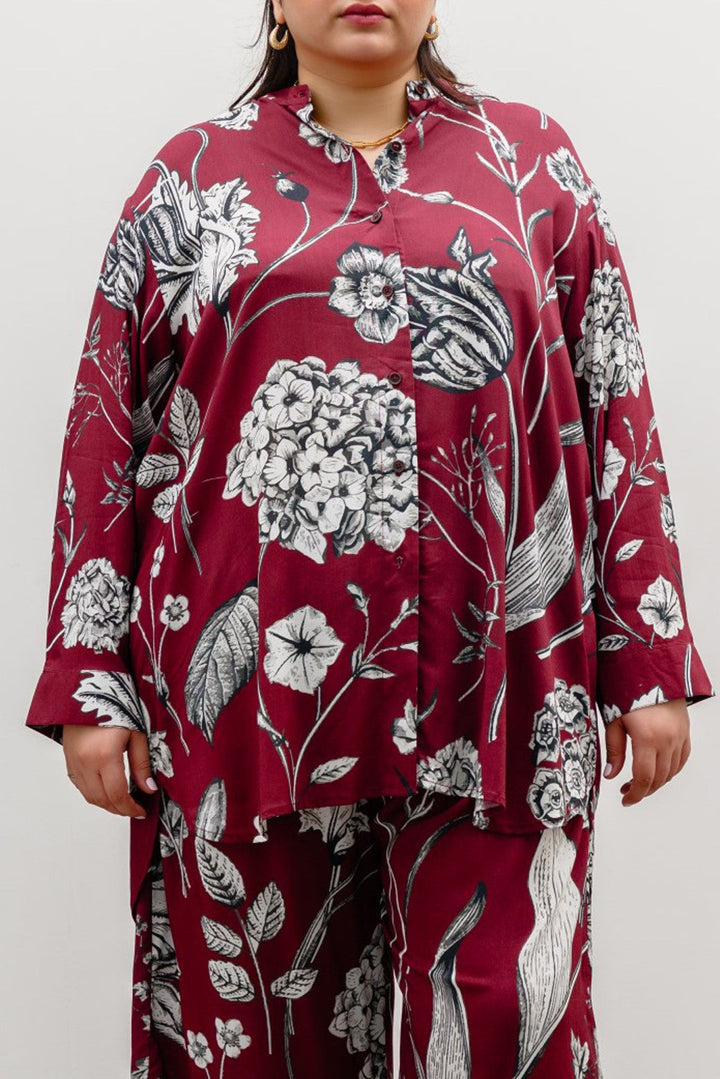 MAROON CRIMSON BLOOM TRUEBODY SHIRT