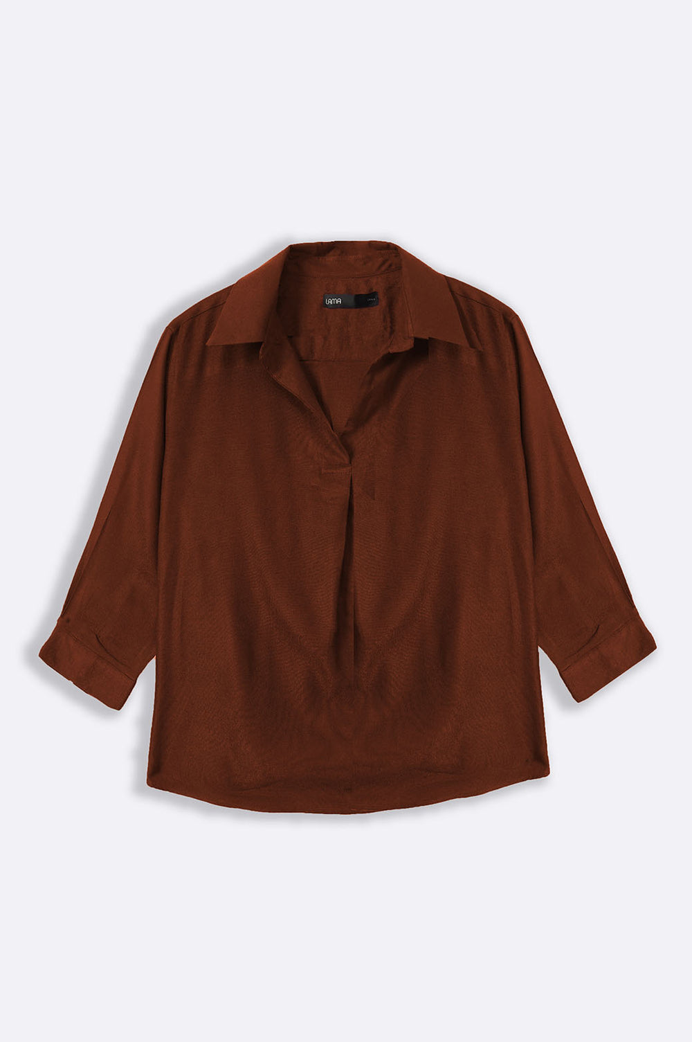 BROWN PLEATED BLOUSE