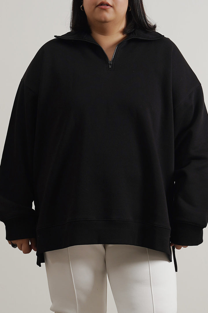 BLACK CURVE NEOPRENE SWEATERSHIRT