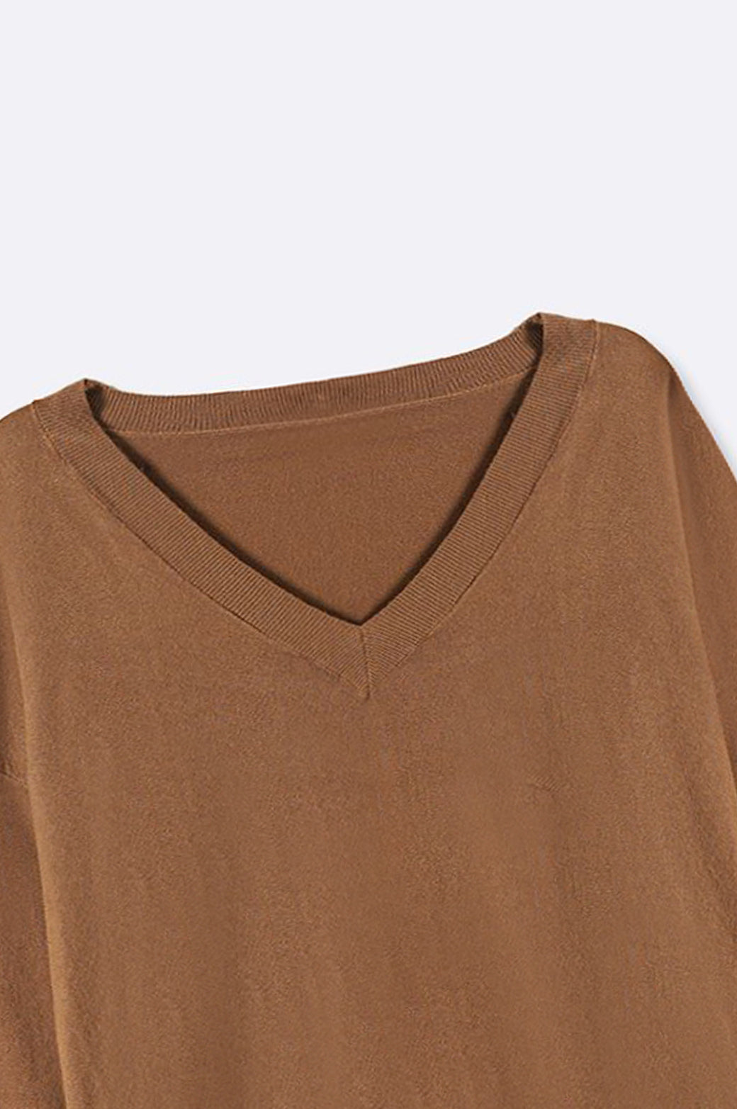 CAMEL CURVE HOMEBODY V-NECK SWEATER