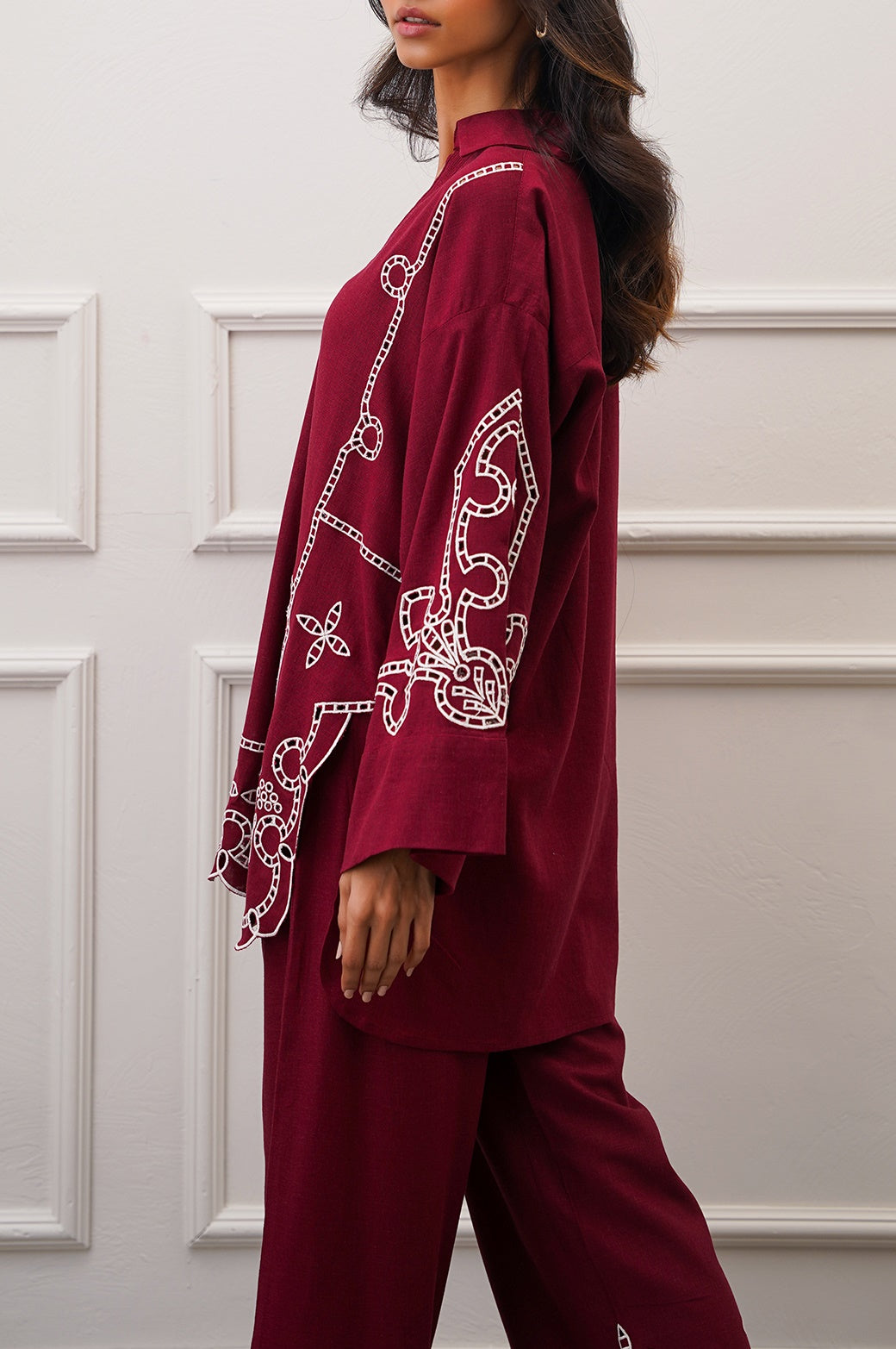 MAROON EMBROIDERED TOP