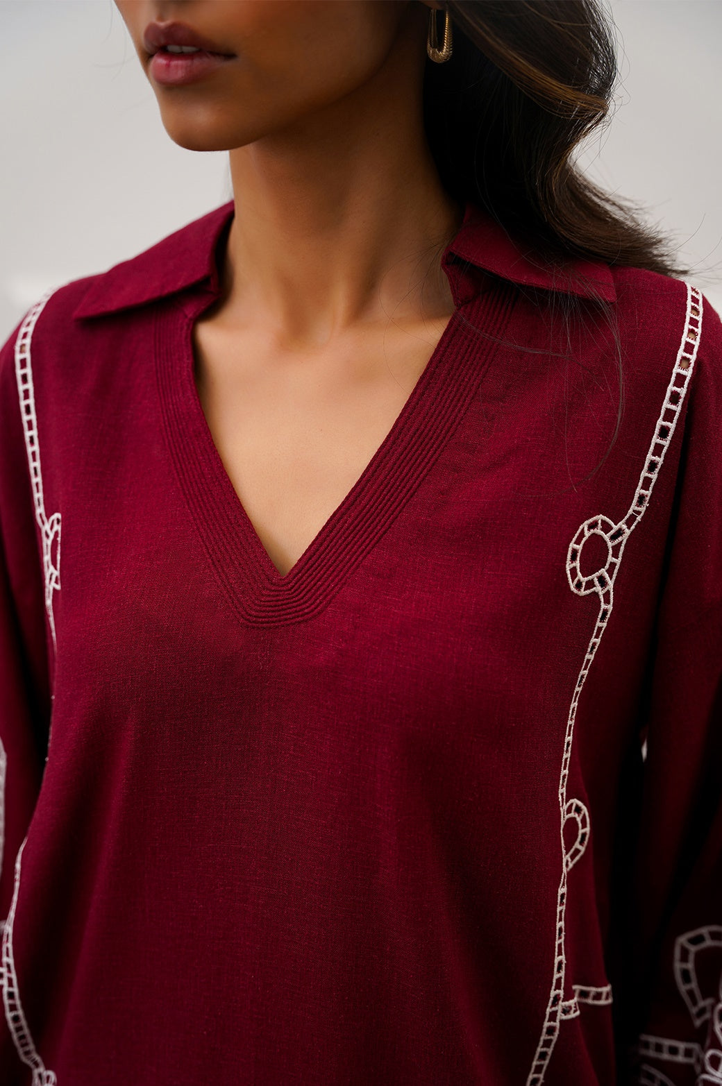 MAROON EMBROIDERED TOP