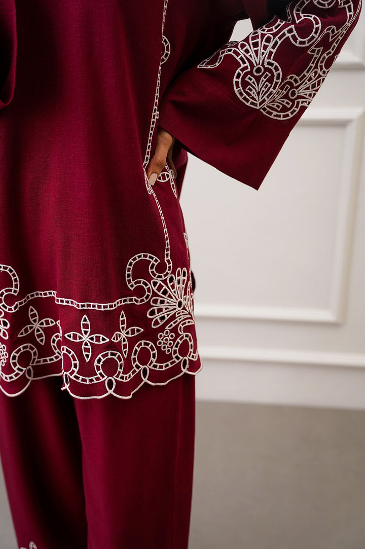 MAROON EMBROIDERED TOP