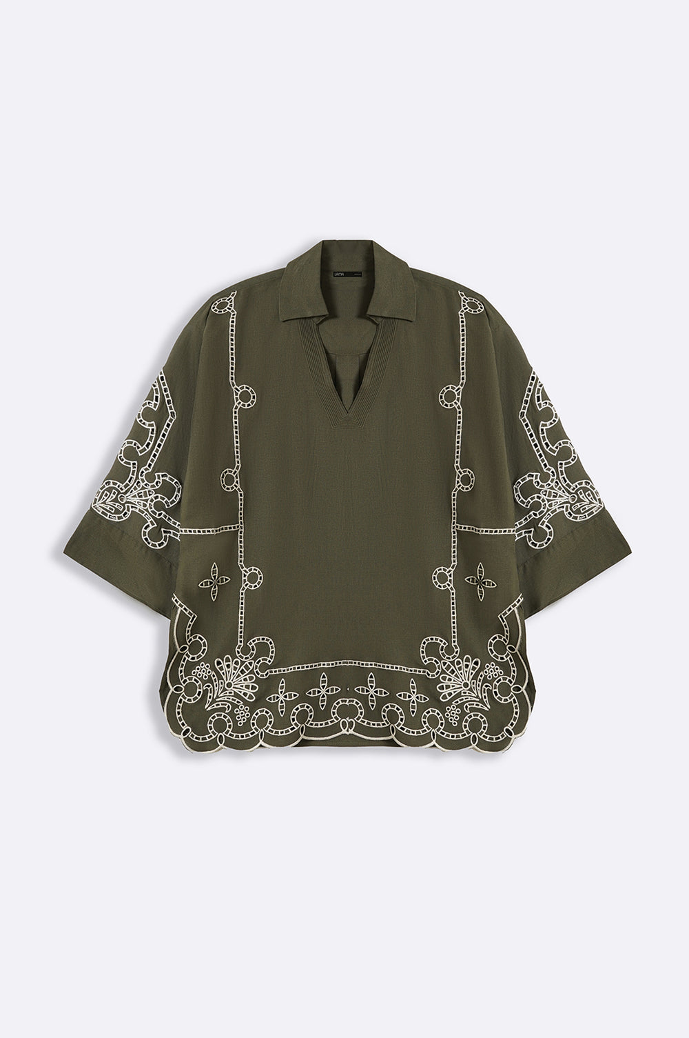 OLIVE EMBROIDERED TOP