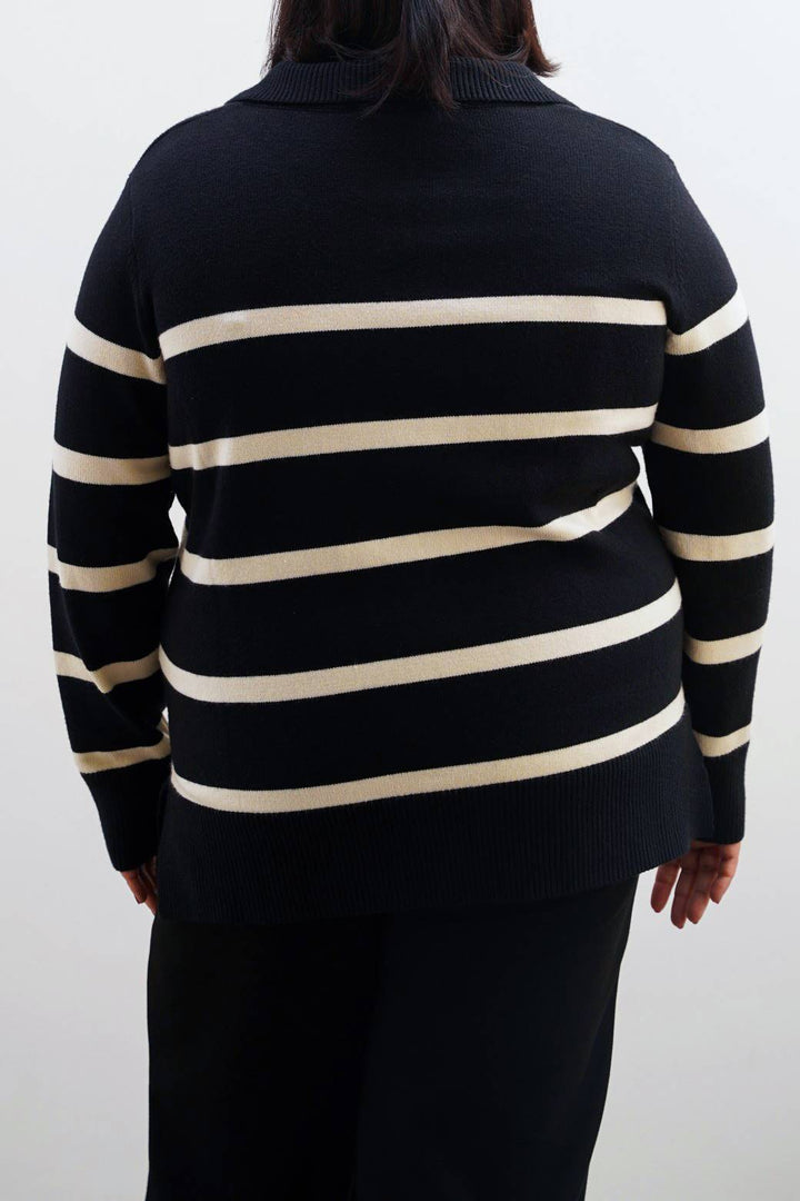 BLACK CURVE POLO STRIPED JUMPER