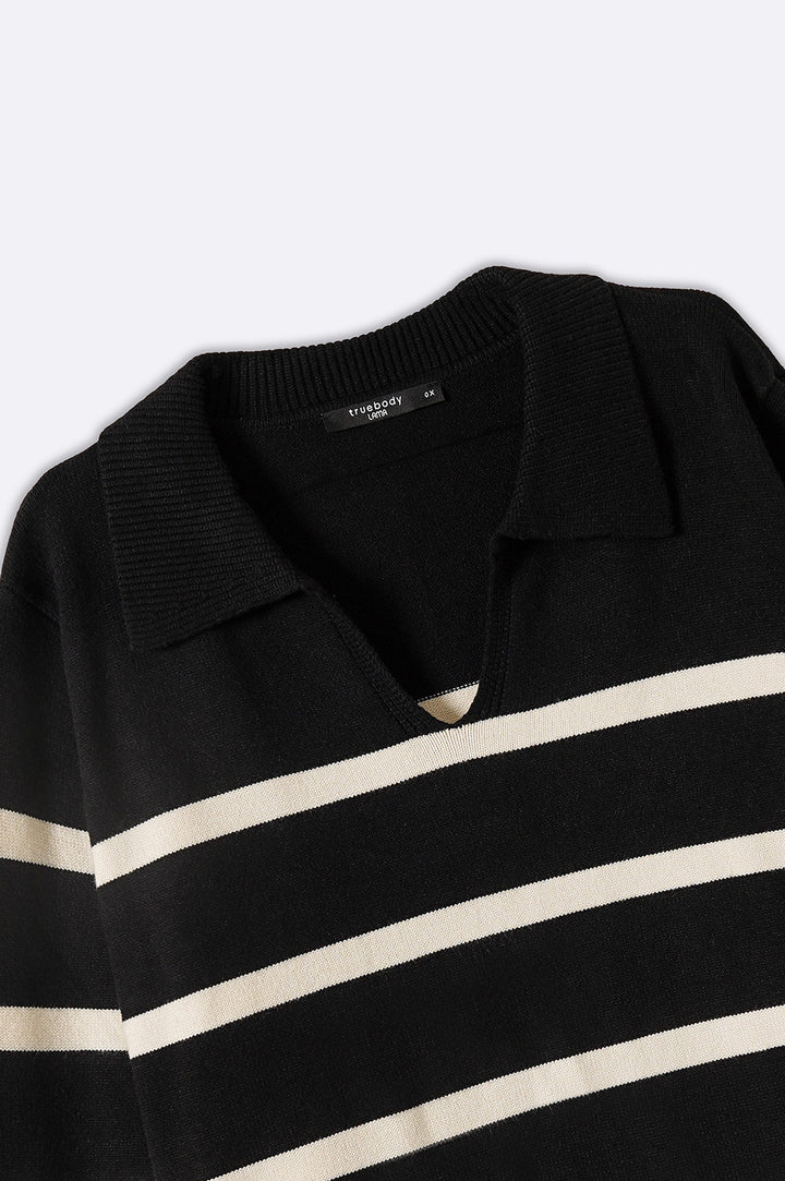 BLACK CURVE POLO STRIPED JUMPER