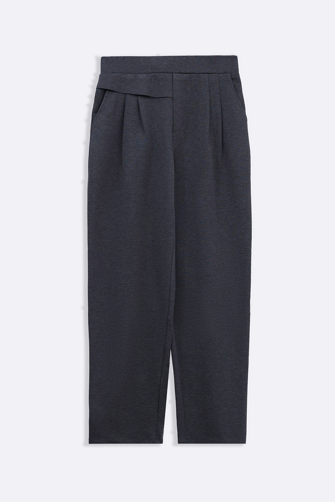 GREY STRETCHY PLEATED TROUSER