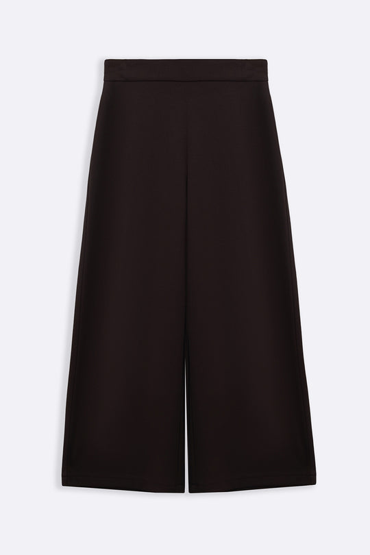 DARK BROWN TWILL TEXTURED CULOTTES