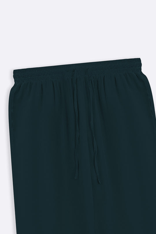 GREEN SLEEK SILK TROUSERS