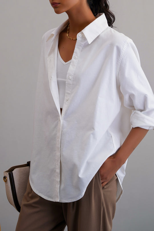 WHITE THE MEANS-BUSINESS SHIRT