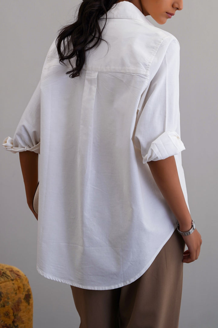 WHITE THE MEANS-BUSINESS SHIRT