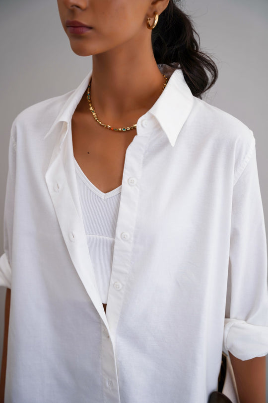 WHITE THE MEANS-BUSINESS SHIRT