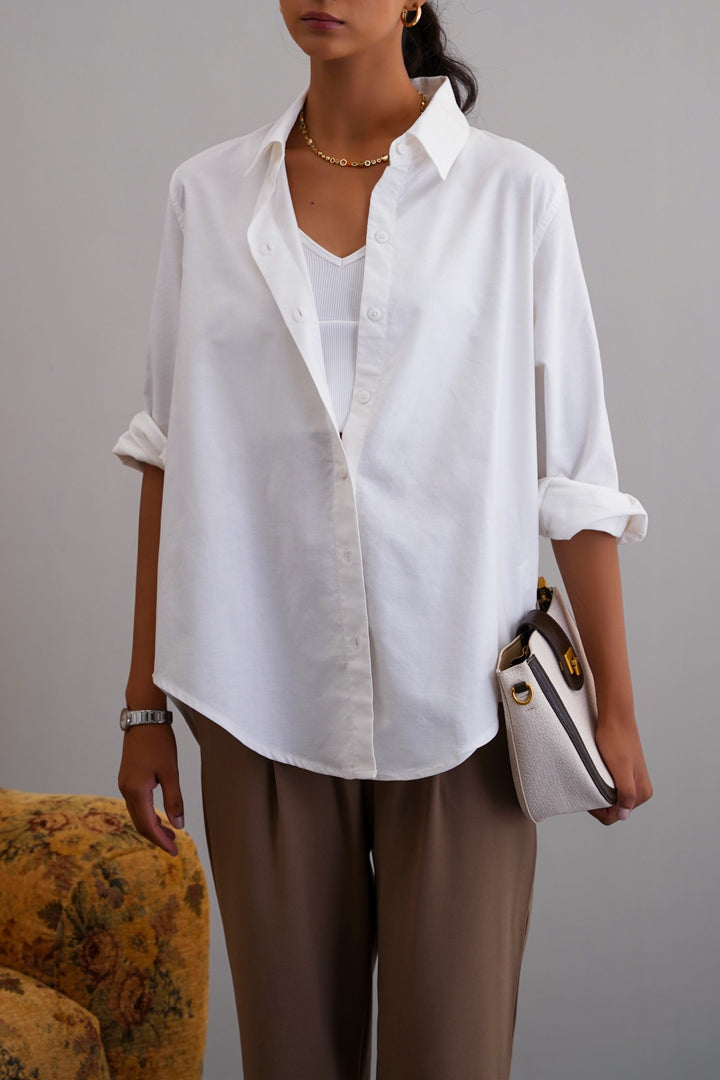 WHITE THE MEANS-BUSINESS SHIRT