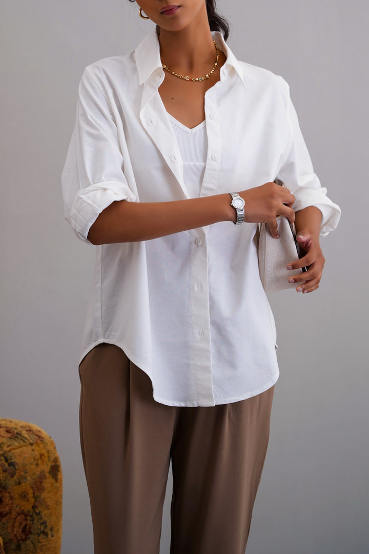 WHITE THE MEANS-BUSINESS SHIRT