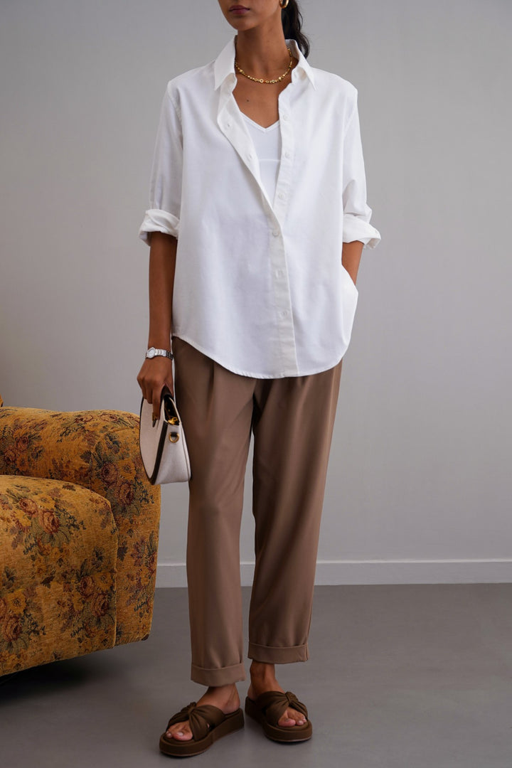 WHITE THE MEANS-BUSINESS SHIRT