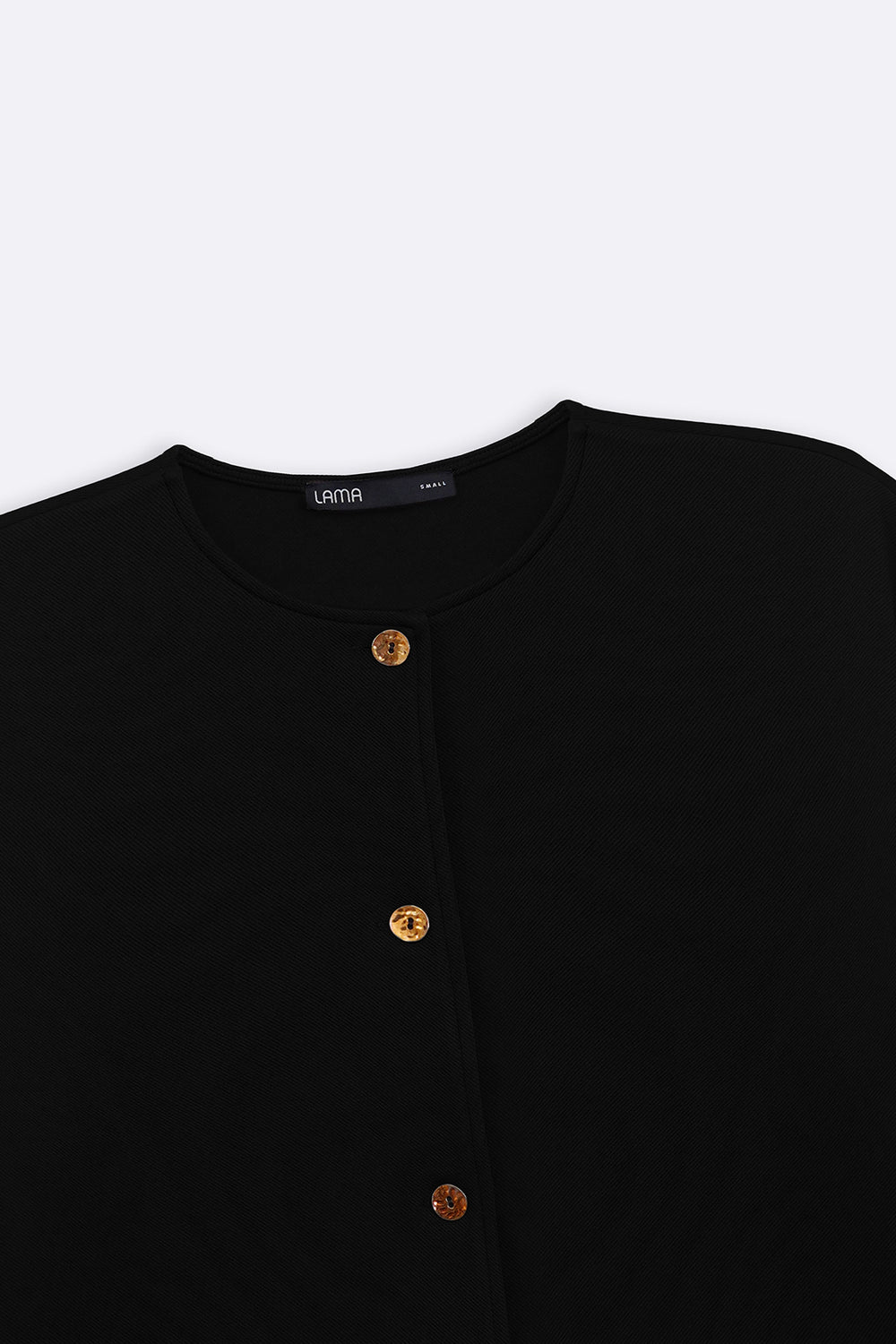 BLACK TWILL TEXTURED BLOUSE