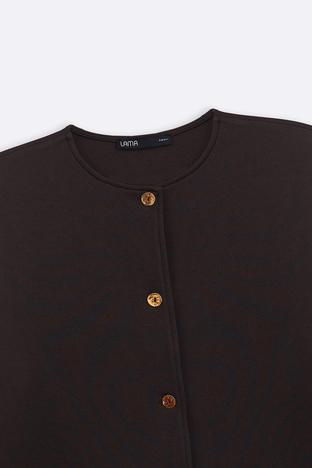 DARK BROWN TWILL TEXTURED BLOUSE