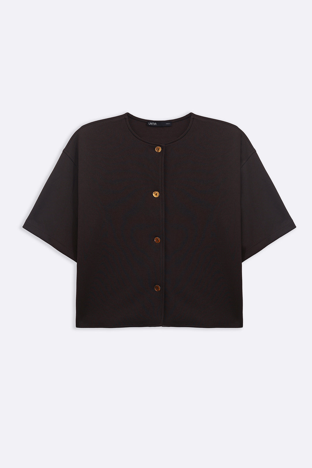 DARK BROWN TWILL TEXTURED BLOUSE