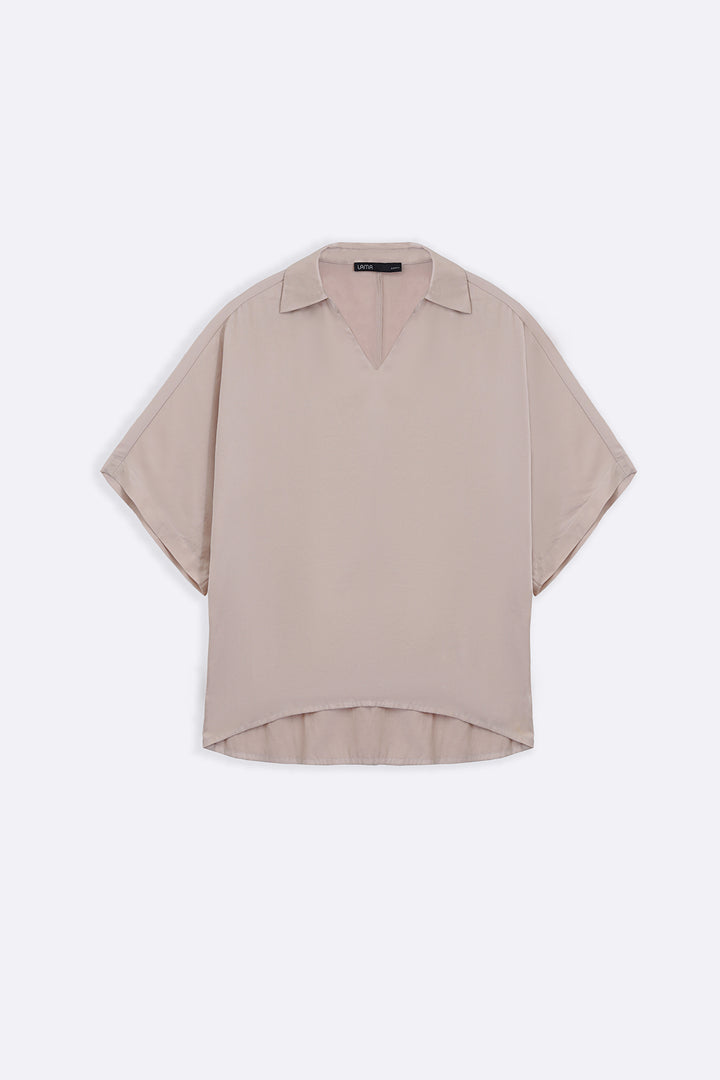 CREAM SLEEK SILK BLOUSE