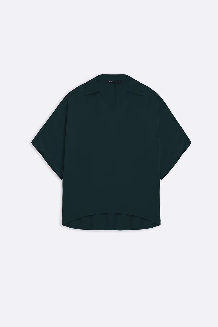 GREEN SLEEK SILK BLOUSE
