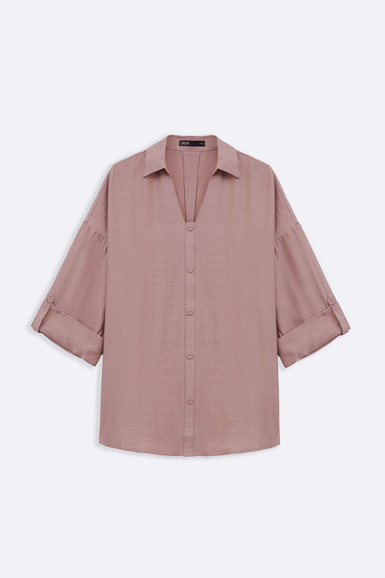 MOCHA SILKY CRUISE BLOUSE