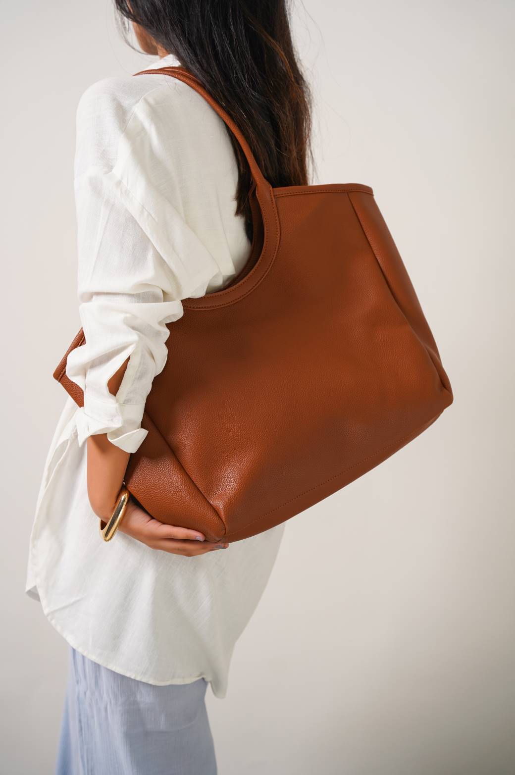 DARK BROWN WORK TOTE