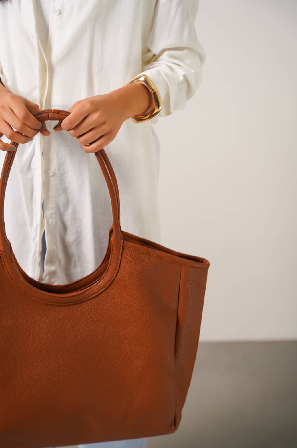 DARK BROWN WORK TOTE