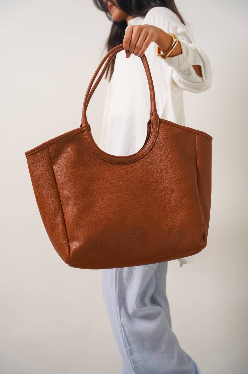 DARK BROWN WORK TOTE