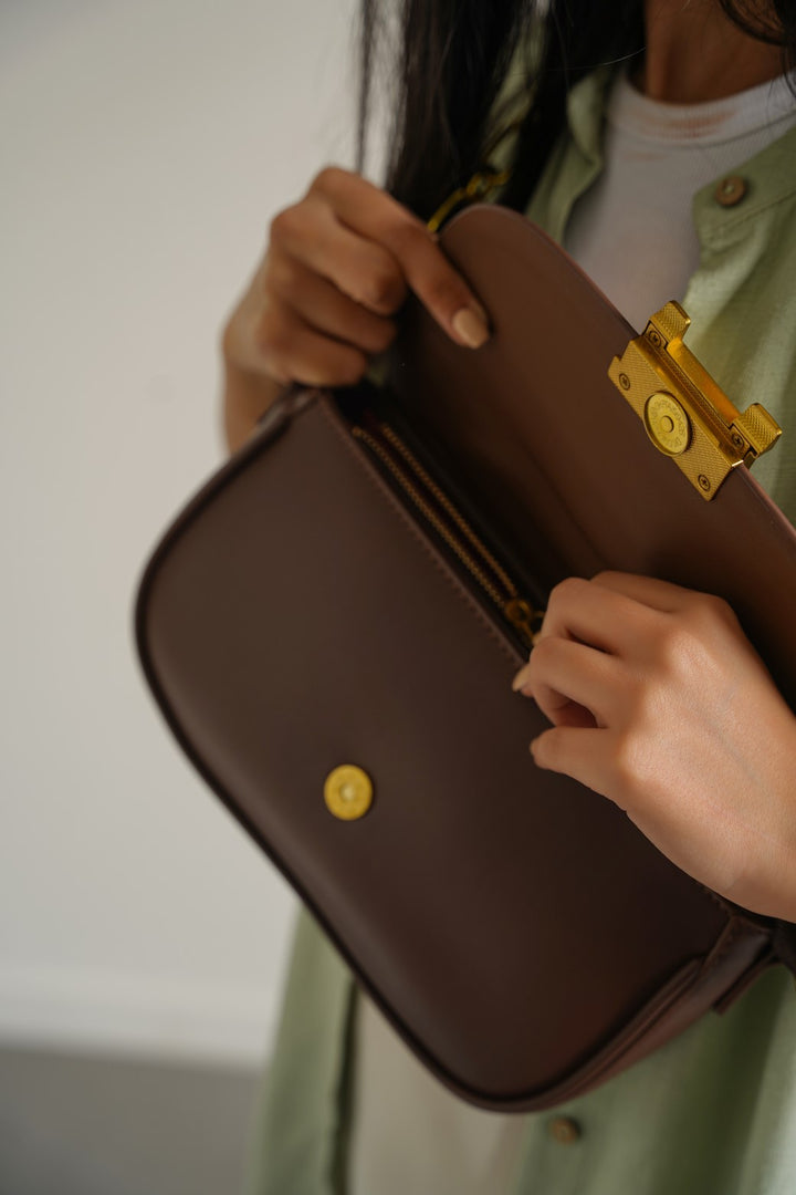 BROWN STATEMENT BAG