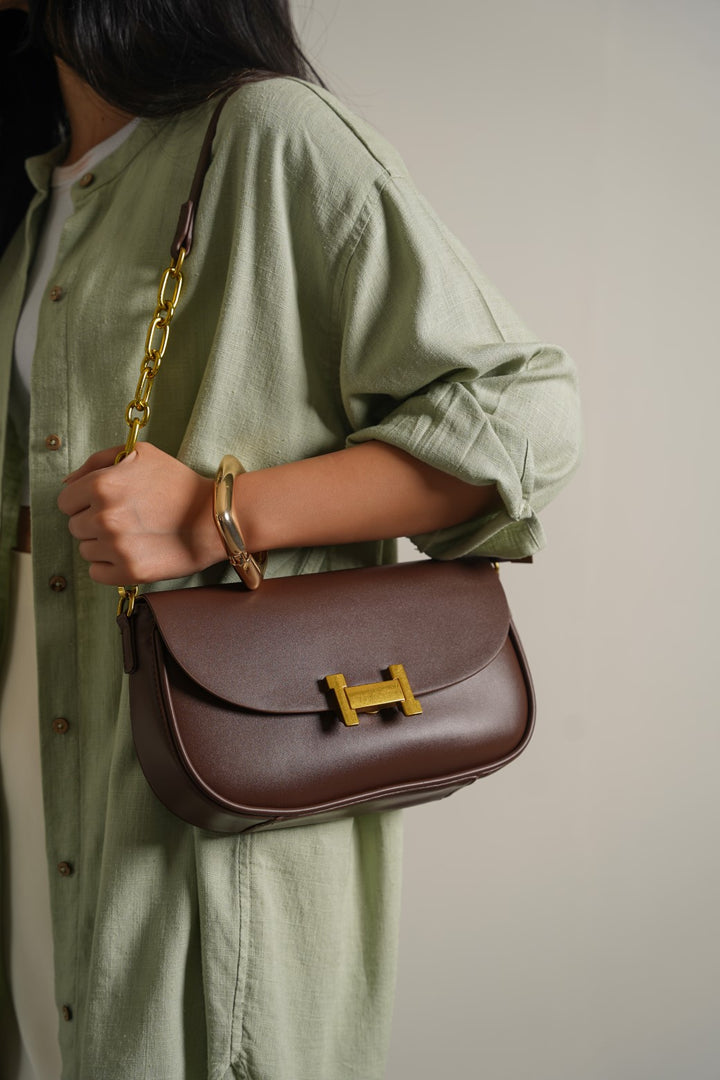 BROWN STATEMENT BAG