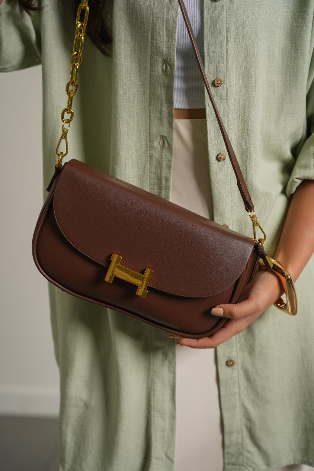 BROWN STATEMENT BAG