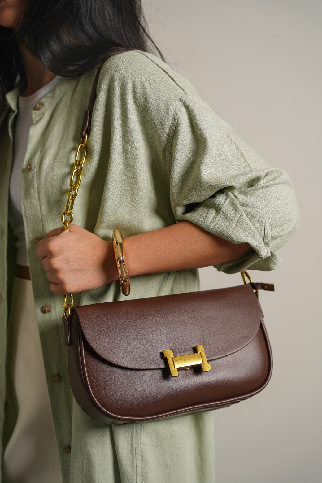 BROWN STATEMENT BAG