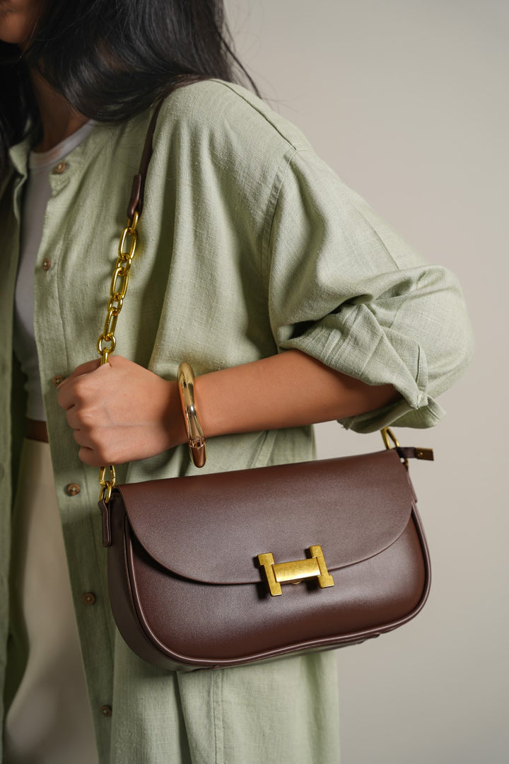 BROWN STATEMENT BAG