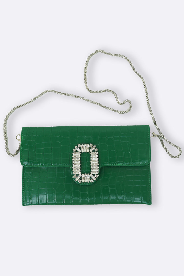 GREEN ELLIE CROSSBODY CLUTCH