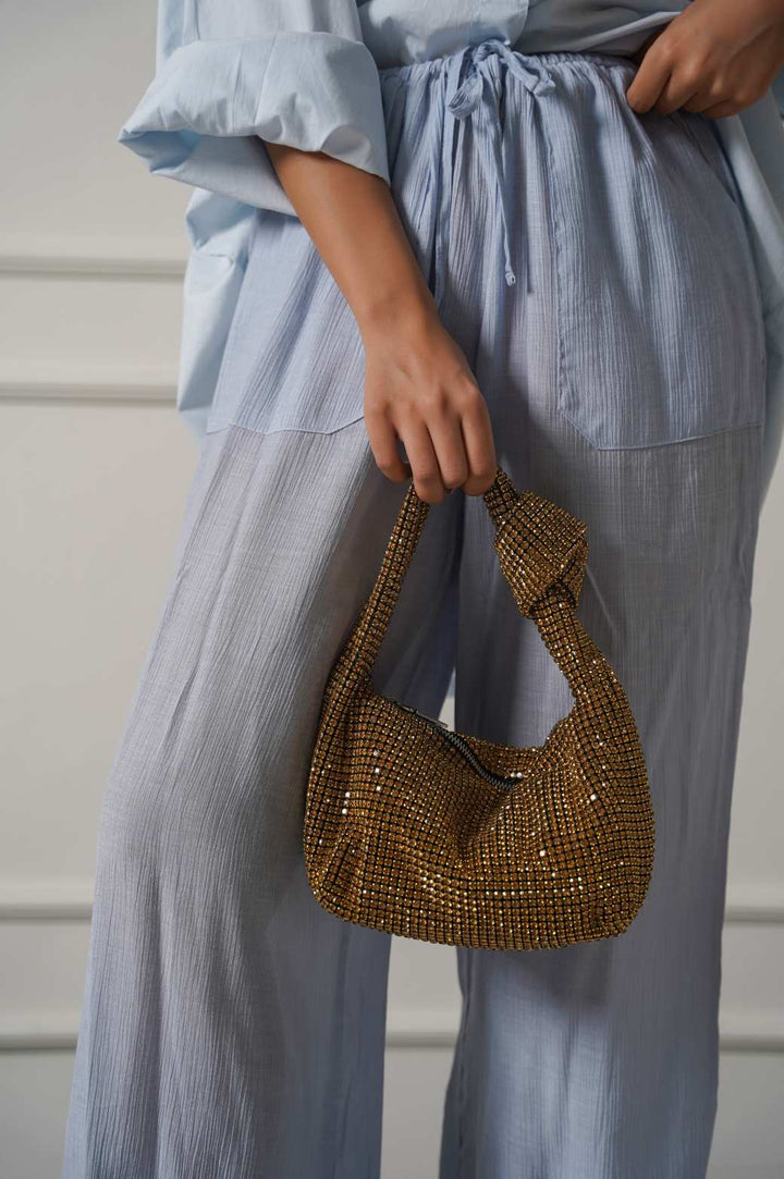 GOLD RHINESTONE STUDDED BAG